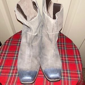 Size 8  Leather Grey and Silver ankle boots